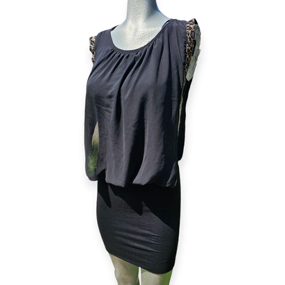🐆✨ Waggon Paris Mini Dress – Black/Leopard Print | Size Medium | EUC